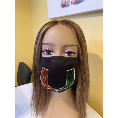 University of Miami Hurricanes Bling Face Mask with Filter Pocket and Filter