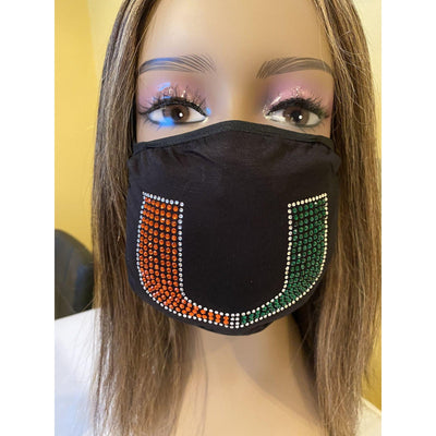 University of Miami Hurricanes Bling Face Mask with Filter Pocket and Filter