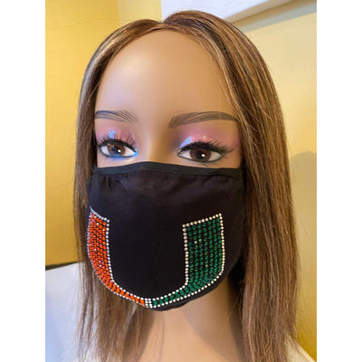 University of Miami Hurricanes Bling Face Mask with Filter Pocket and Filter