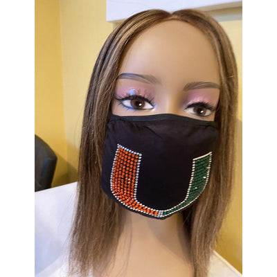 University of Miami Hurricanes Bling Face Mask with Filter Pocket and Filter