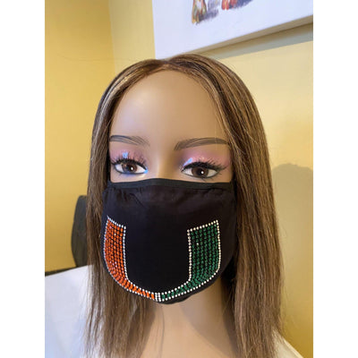 University of Miami Hurricanes Bling Face Mask with Filter Pocket and Filter