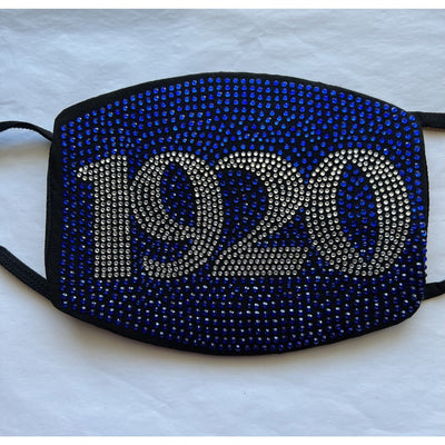 Zeta Phi Beta 1920 Full Rhinestone Bling Face Mask Blue