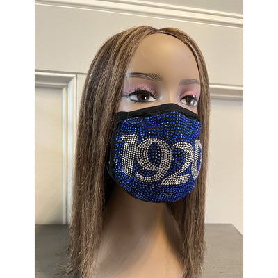 Zeta Phi Beta 1920 Full Rhinestone Bling Face Mask Blue