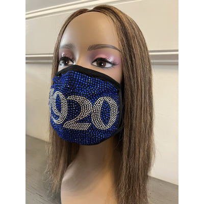 Zeta Phi Beta 1920 Full Rhinestone Bling Face Mask Blue