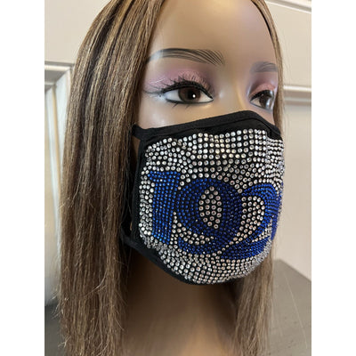 Zeta Phi Beta 1920 Full Rhinestone Bling Face Mask Clear