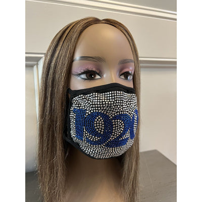 Zeta Phi Beta 1920 Full Rhinestone Bling Face Mask Clear