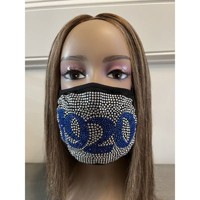 Zeta Phi Beta 1920 Full Rhinestone Bling Face Mask Clear