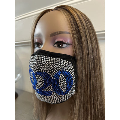 Zeta Phi Beta 1920 Full Rhinestone Bling Face Mask Clear