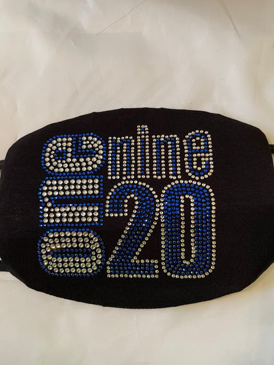 Zeta Phi Beta 1920 Rhinestone Bling Face Mask Blue