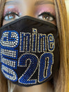 Zeta Phi Beta 1920 Rhinestone Bling Face Mask Blue