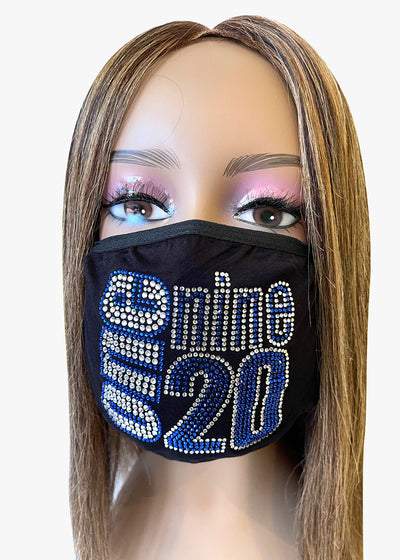 Zeta Phi Beta 1920 Rhinestone Bling Face Mask Blue