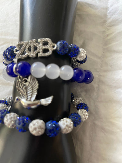 Zeta Phi Beta Bling Beaded Charm Bracelet Set