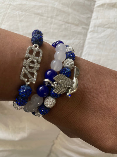 Zeta Phi Beta Bling Beaded Charm Bracelet Set