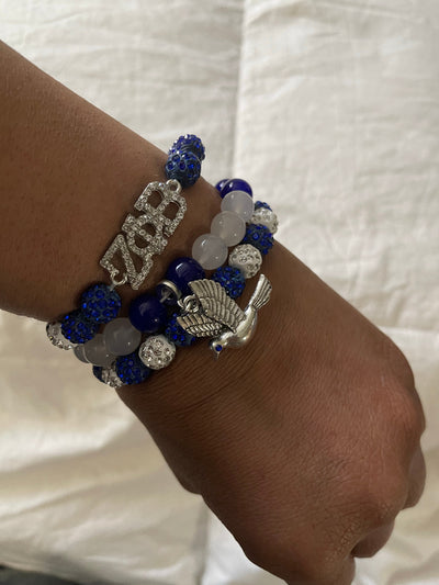 Zeta Phi Beta Bling Beaded Charm Bracelet Set