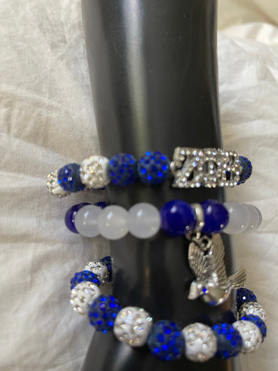 Zeta Phi Beta Bling Beaded Charm Bracelet Set