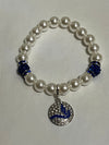 Zeta Phi Beta Bling Beaded Dove Pearl Bracelet