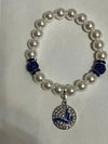 Zeta Phi Beta Bling Beaded Dove Pearl Bracelet