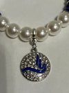 Zeta Phi Beta Bling Beaded Dove Pearl Bracelet