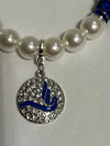 Zeta Phi Beta Bling Beaded Dove Pearl Bracelet