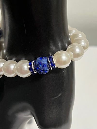 Zeta Phi Beta Bling Beaded Dove Pearl Bracelet