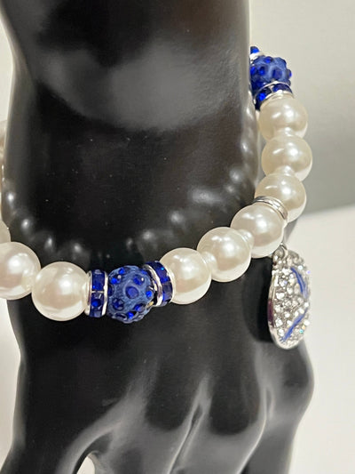 Zeta Phi Beta Bling Beaded Dove Pearl Bracelet