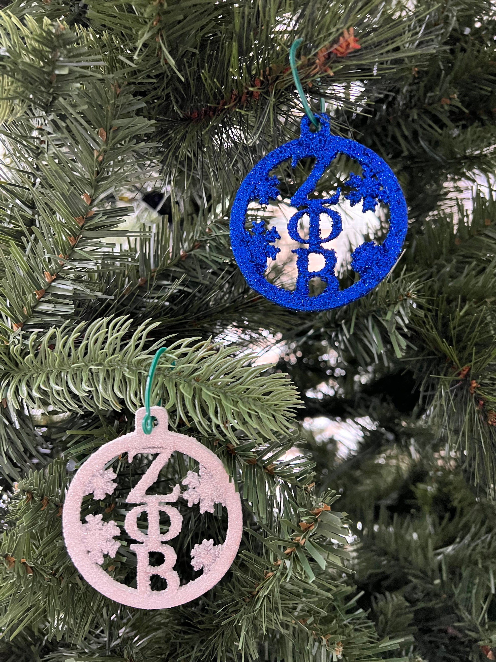 Zeta Phi Beta Bling Glitter Christmas Ornaments