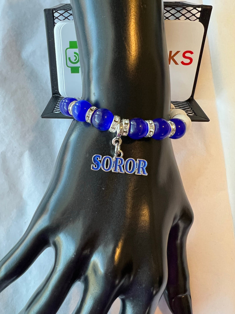 Zeta Phi Beta Bling Natural Agate Soror Charm Bracelet