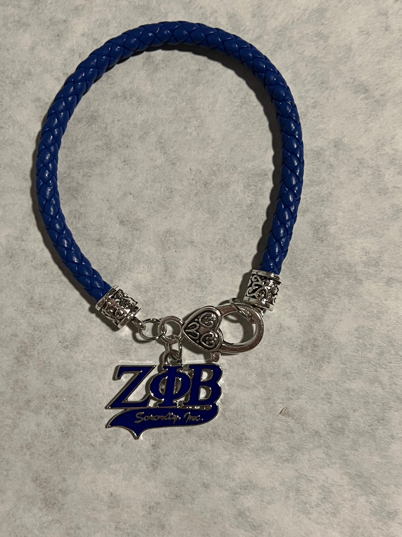 Zeta Phi Beta Bling ZPB Leather Charm Bracelet