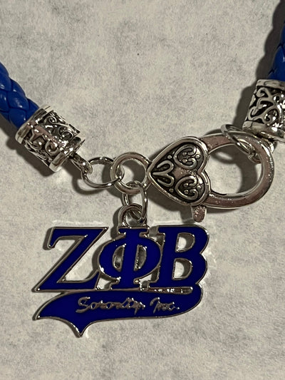 Zeta Phi Beta Bling ZPB Leather Charm Bracelet