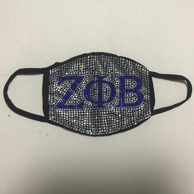 Zeta Phi Beta Full Rhinestone Face Mask Clear