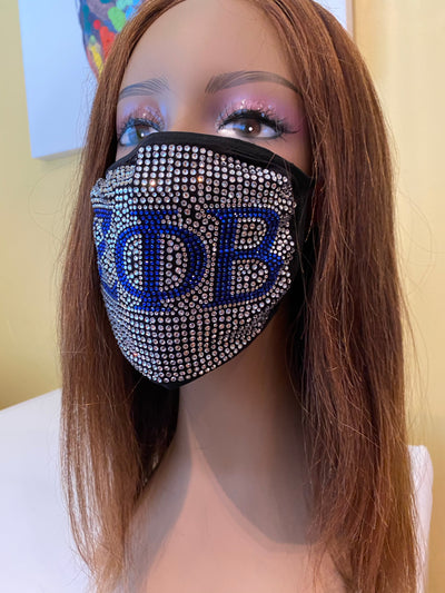 Zeta Phi Beta Full Rhinestone Face Mask Clear