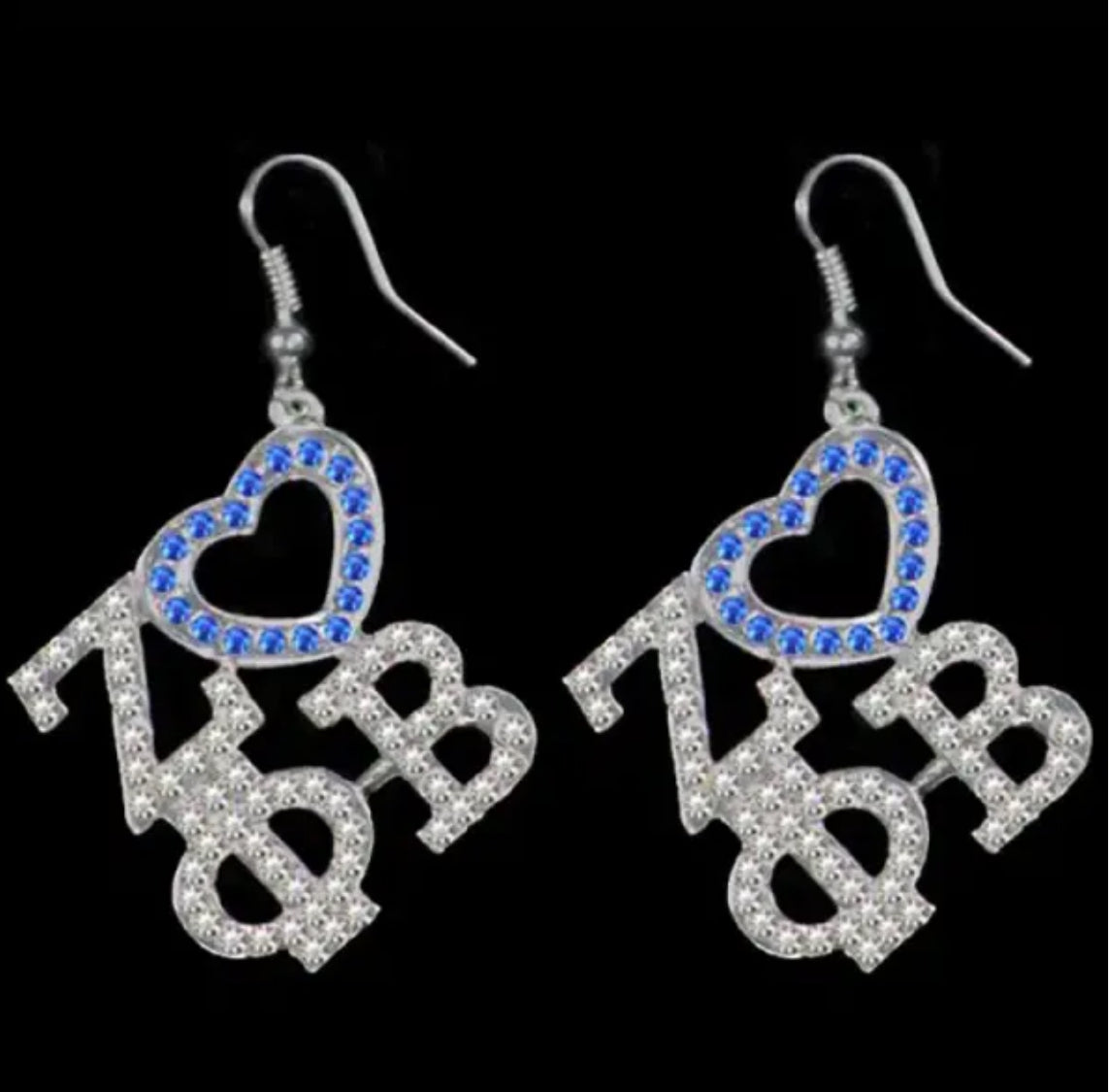 Zeta Phi Beta Heart Crystal Earrings