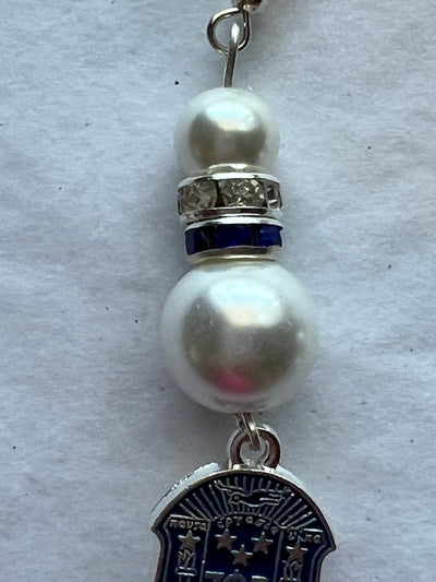 Zeta Phi Beta Pearl Shield Earrings