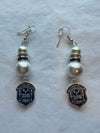 Zeta Phi Beta Pearl Shield Earrings