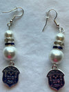 Zeta Phi Beta Pearl Shield Earrings