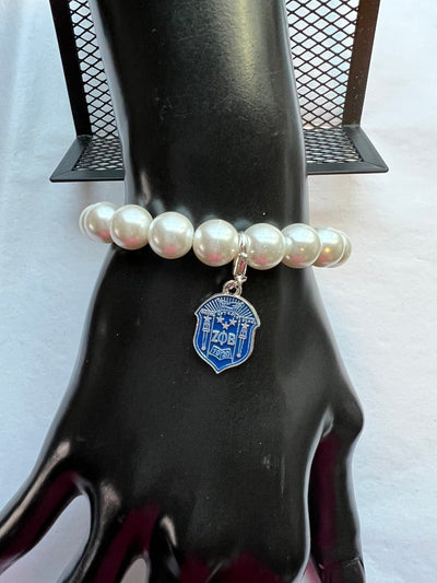 Zeta Phi Beta Pearl Shield Elastic Bracelet