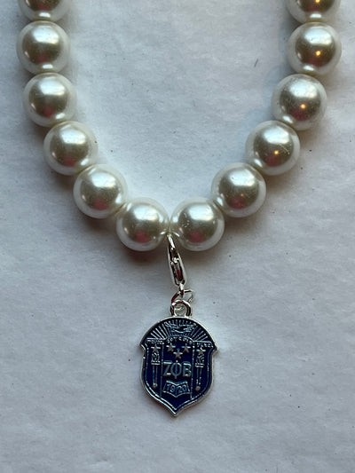 Zeta Phi Beta Pearl Shield Elastic Bracelet