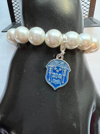 Zeta Phi Beta Pearl Shield Elastic Bracelet