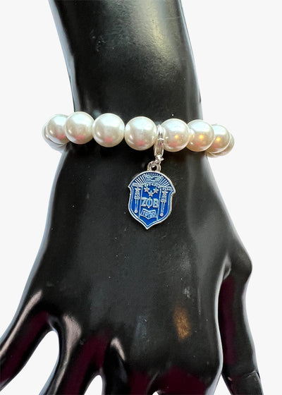 Zeta Phi Beta Pearl Shield Elastic Bracelet